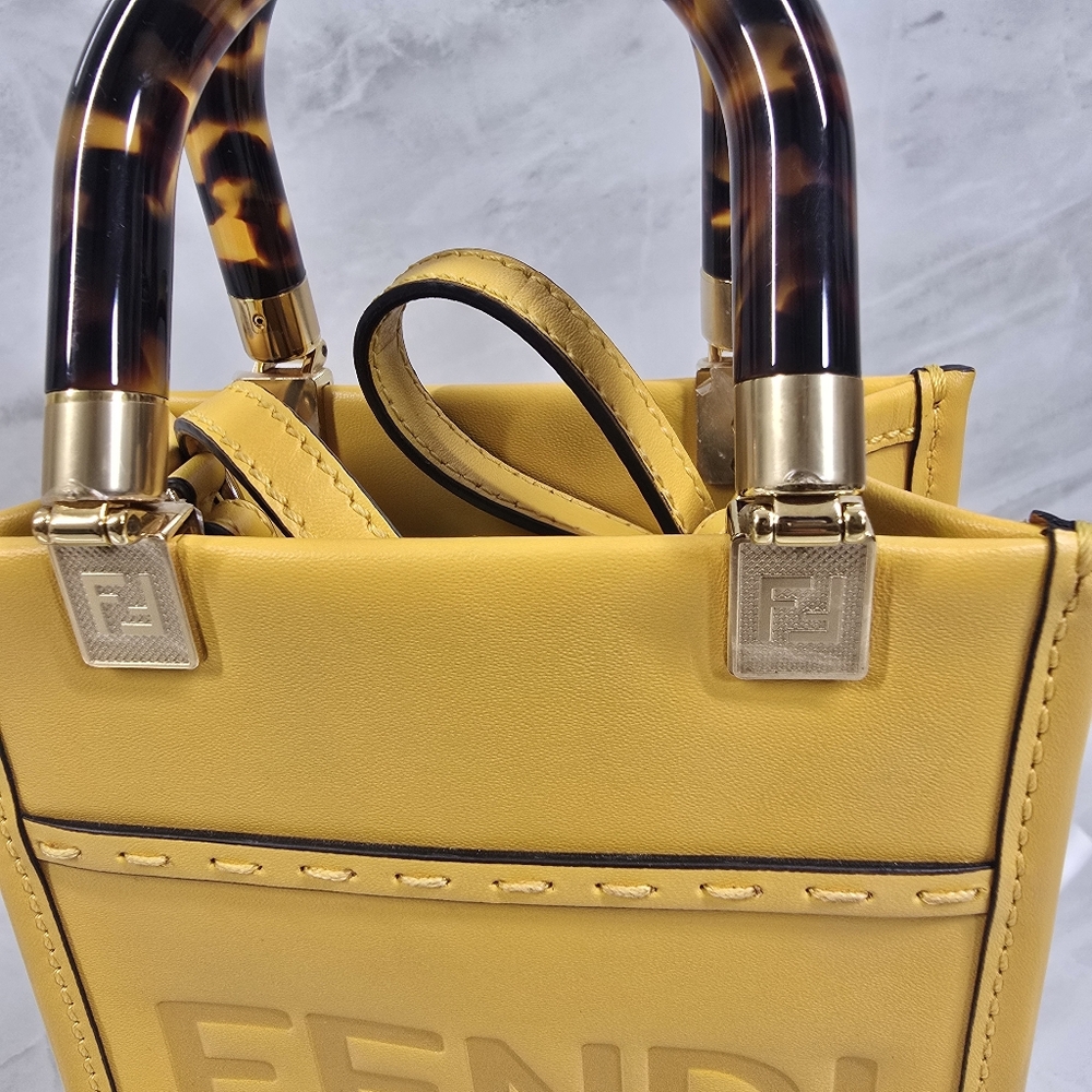 Fendi Yellow Mini Shopper Tote - Picture 2 of 10